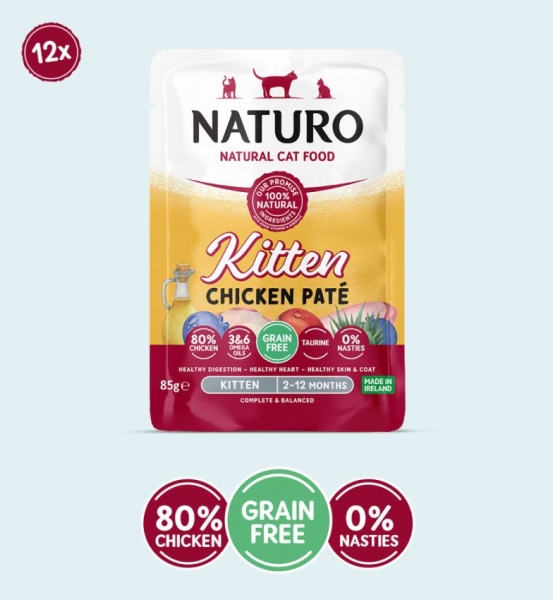 Naturo Kitten Chicken Pate Pouch 85g x 12