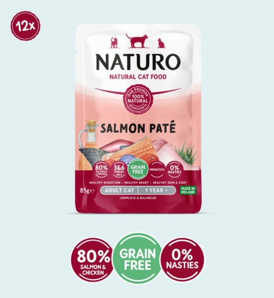 Naturo Cat Salmon Pate Pouch 85g x 12