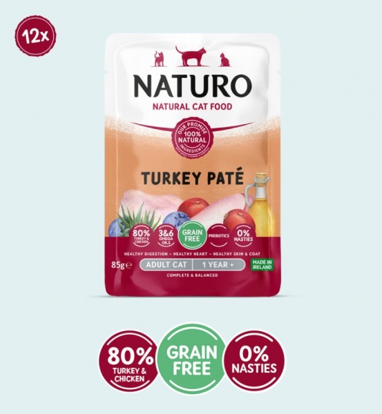 Naturo Cat Turkey Pate Pouch 85g x 12